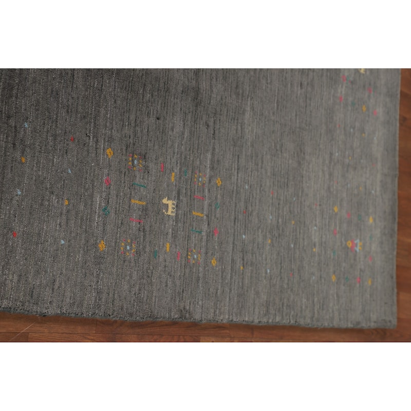 Tribal / Stripe Gabbeh Oriental Area Rug Handmade Wool Carpet - 7'11" x 9'10"