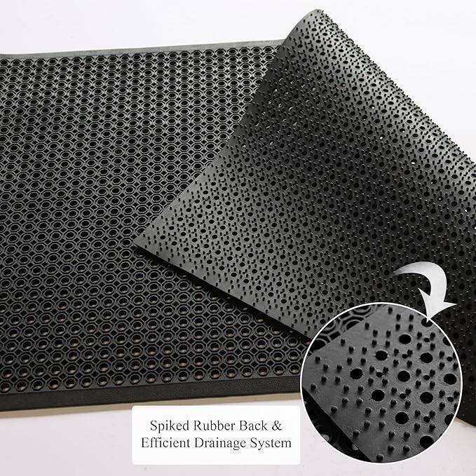 A1HC Heavy Duty Durable Non-Slip Rubber Floor Mat - 36" x 60" Anti-Fatigue Water Drainage Mat, Ideal for Commercial & Home Use