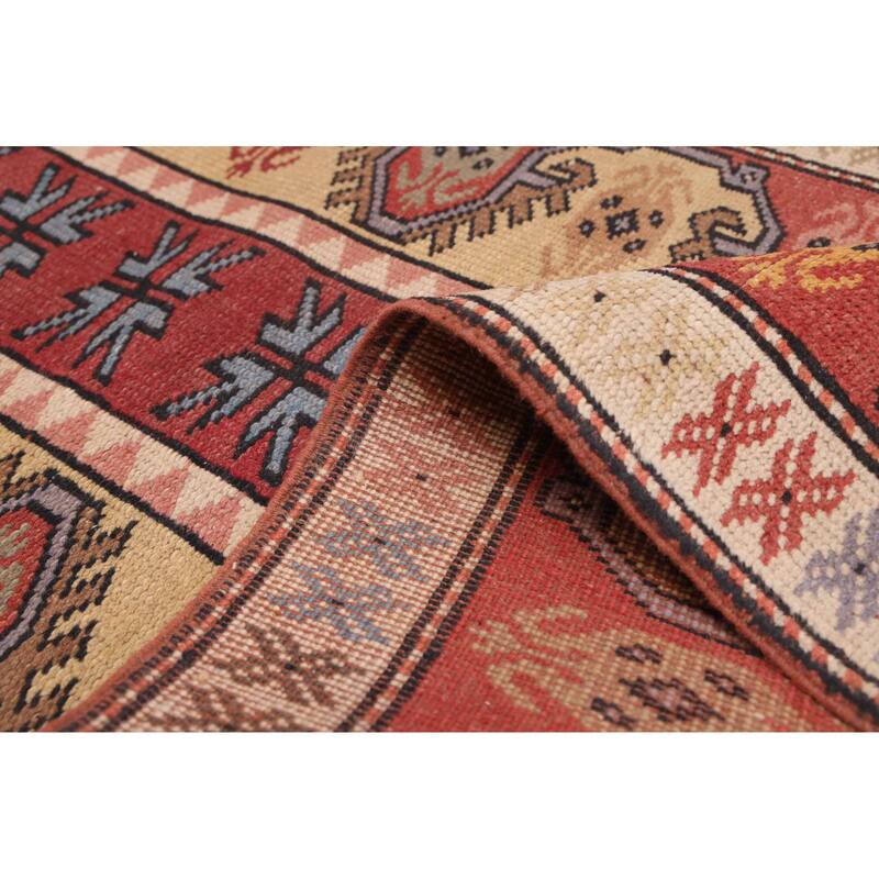 ECARPETGALLERY Hand-knotted Melis Vintage Red Wool Rug - 2'4 x 9'8