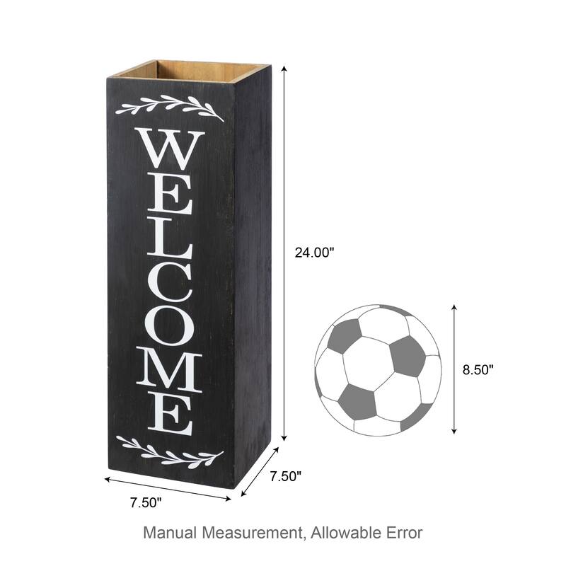 Glitzhome 24"H Double Sided Solid Wood Black White Boxed "WELCOME PORCH" Porch Sign