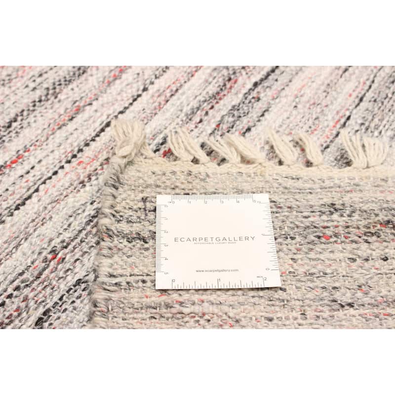 ECARPETGALLERY Flat-Weave Ankara FW Light Grey Wool Kilim - 5'7 x 7'3