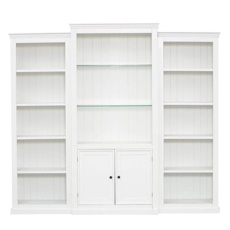 Farmhouse 3-Piece 78.75"Tall Bookcase Cabinet with and 4-Tier Display Shelf Adjustable LED Lighting