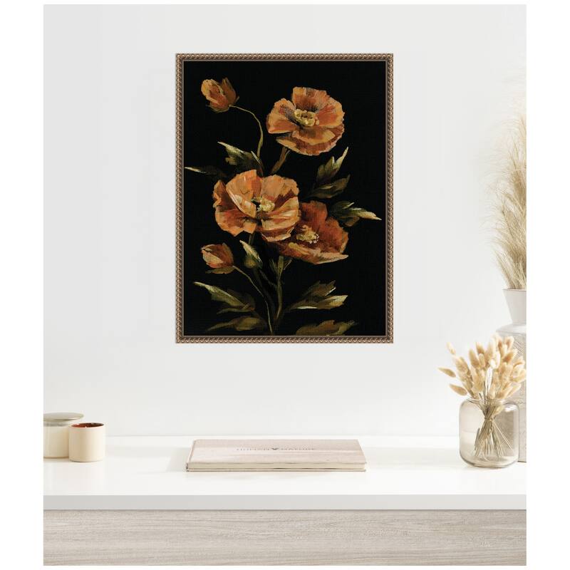 Kate and Laurel Sylvie Moody Floral 6 Framed Canvas by Annie Quigley