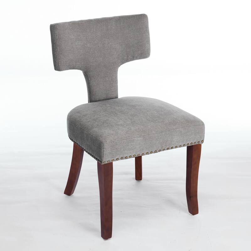 Hardwood Frame Dining Chairs Set of 2, Dining Chair with Curved Backrest