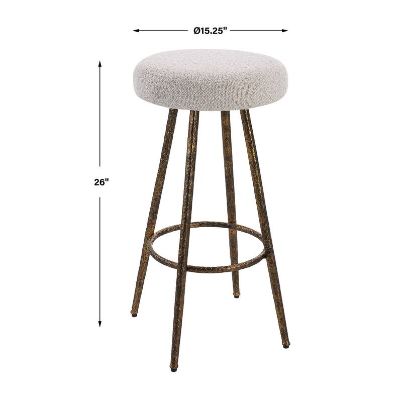 Round Top Counter Stool with Tapered Legs - 26" - Gold and White