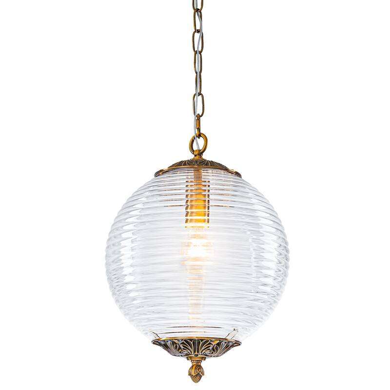 Industrial 1 - Light 11.8" W Retro French Globe Glass Pendant For Kitchen Island