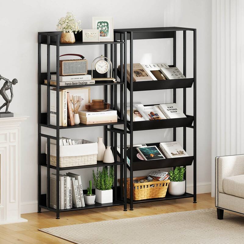 Costway 1/2 PCS 5 Tier Bookshelf 62" Tall Bookcase with Tiltable