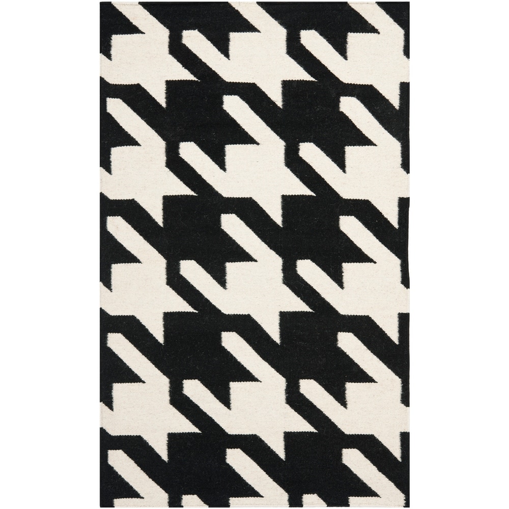 SAFAVIEH Hand-woven Moroccan Miladinka Reversible Dhurrie Hounds Tooth Reversible Dhurrie