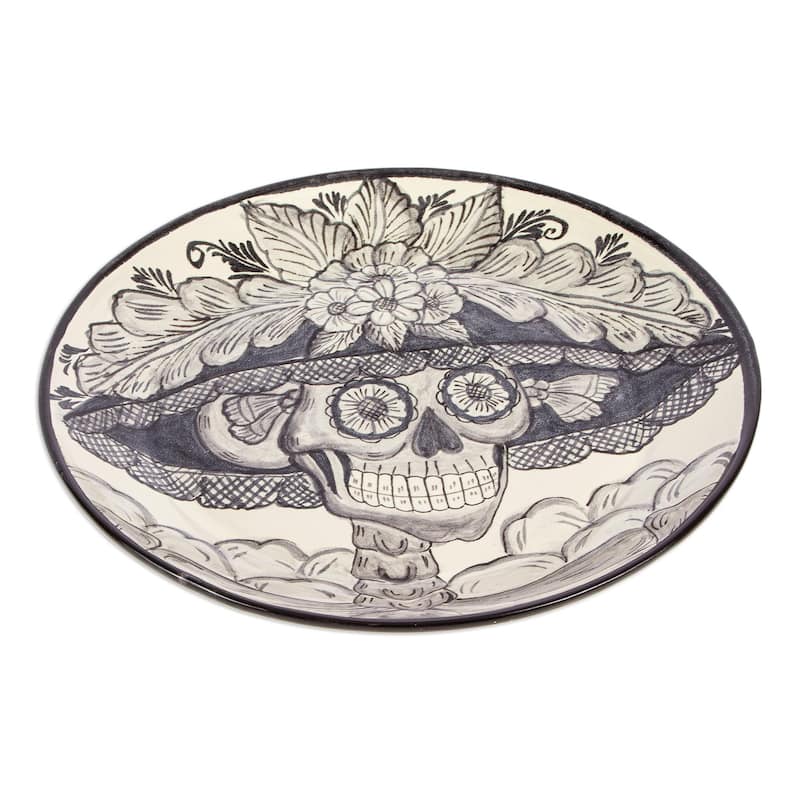 Novica Handmade Beautiful Catrina Decorative Ceramic Plate