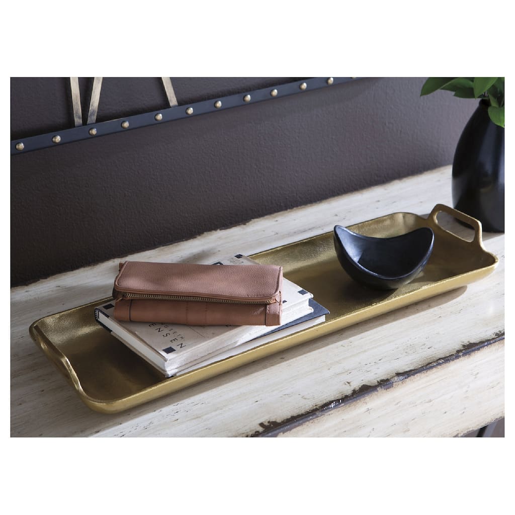 Posy Contemporary Gold Tray - 24" W x 8" D x 2.6" H