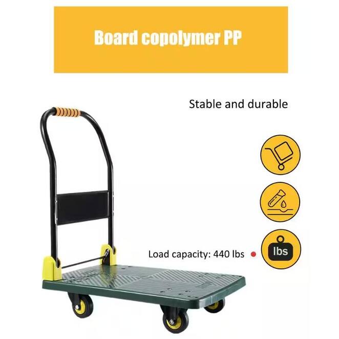 Green 440 lb Capacity Foldable Push Hand Cart