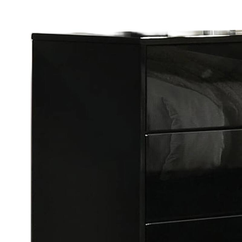 Suni Wide Dresser, Piano Black Wood with UV Finish, 6 Drawers