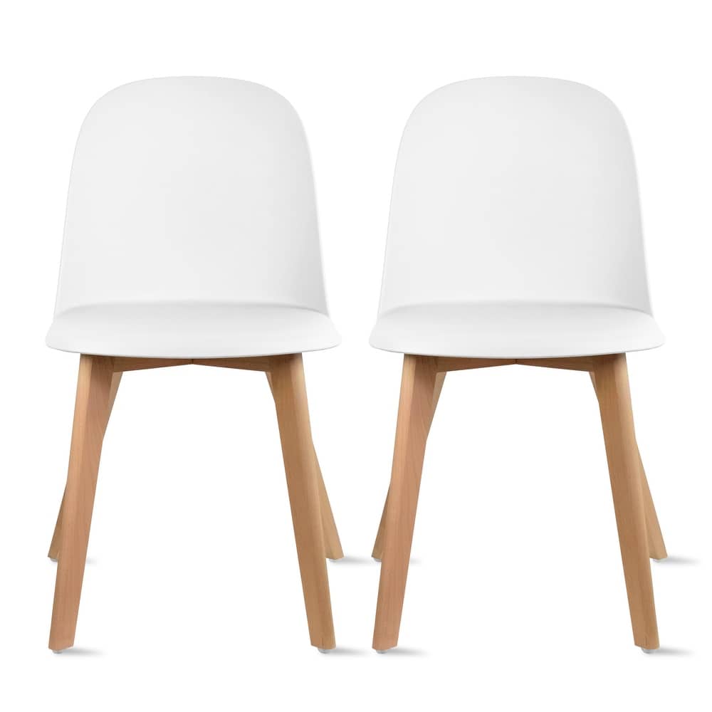 Set of 2 Modern Plastic Side Chairs with Wire Chrome Legs Ergonomic Dining Chairs for Kitchen, Dining Room, Office & Living Room