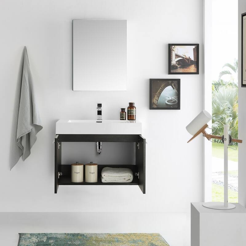 Fresca Senza 29-1/2" Wall Mounted / Floating Vanity Set with MDF