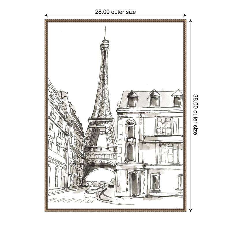 Pen and Ink Travel Studies No. 1 by Ethan Harper Framed Canvas Wall Art Print - Gold - 28 x 38 in