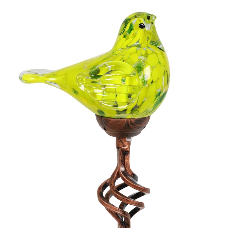 Exhart Solar Pearlized Hand Blown Glass Bird Garden Stake, 6 by 31 Inches