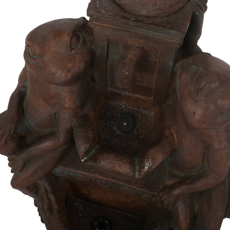 37.25" High Elaine Sapos Fountain, Rustic Multi-Brown, Hand Crafted Resistant Floor Fountain with Light
