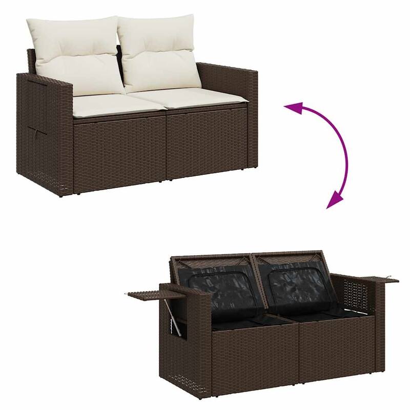 vidaXL Garden Sofa Set Brown, Cream White - 21.7 x 21.7 x 14.6