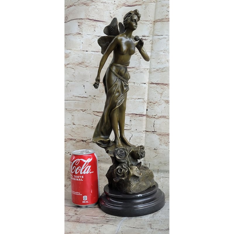 Signed: Villanis, Bronze Art Nouveau Fairy Sculpture Figure Hot Cast Figurine