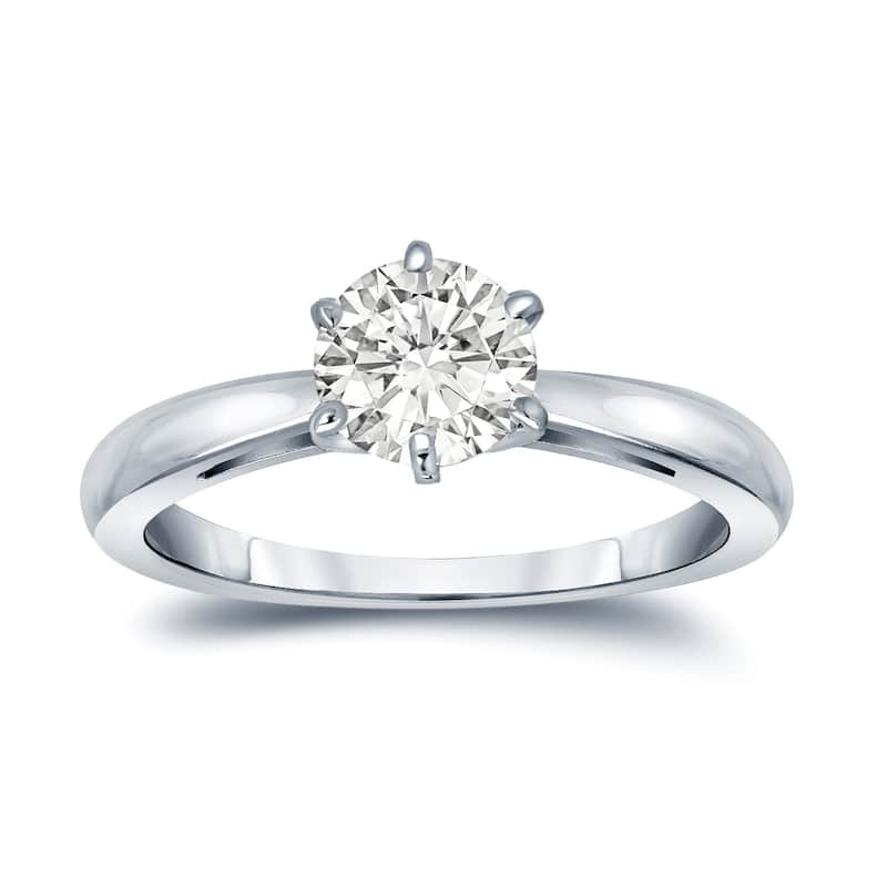 Auriya 14k Gold 1ctw Round Solitaire Diamond Engagement Ring 6-Prong (I-J, SI1-SI2)