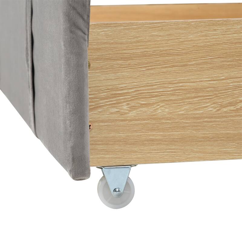 Merax Queen Velvet Upholstered Platform Bed Storage Bed with a Big Drawer