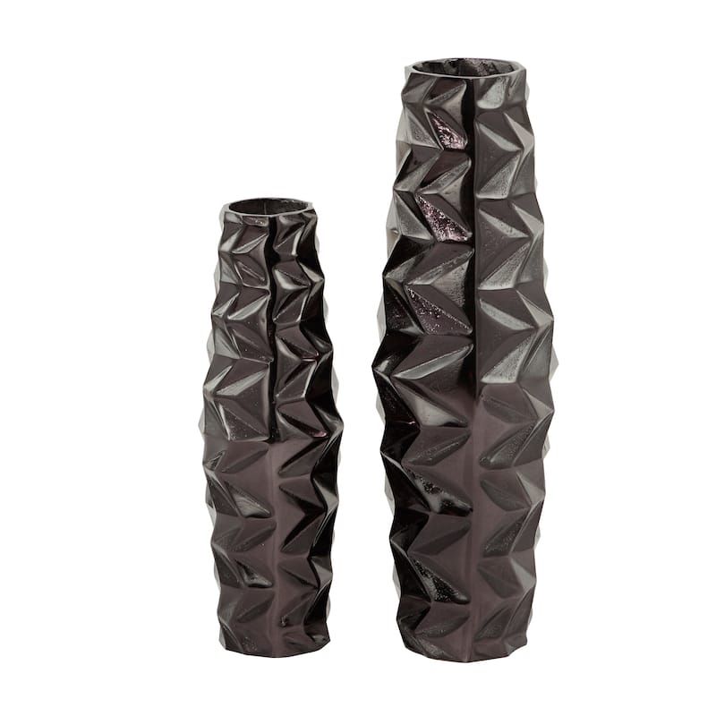 Modern Aluminum Metal Geometric Vase (Set of 2) - Silver, Gold, Black