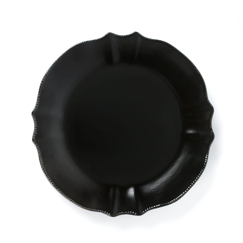 Lorren Home Trends 16 Piece Scalloped Edge Black Dinnerware