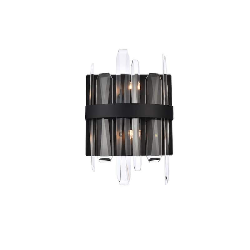 Elegant Lighting 2200W8 Serena 2 Light 12" Tall Bathroom Sconce with - Black
