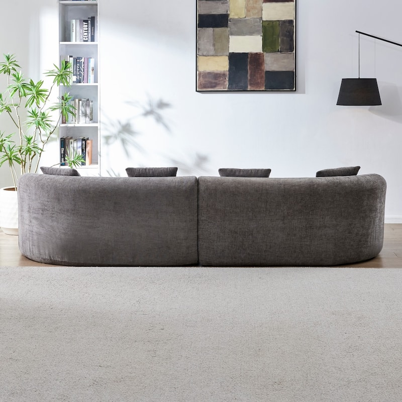 111.02" Curved Chenille Sectional Sofa, No Assembly Required