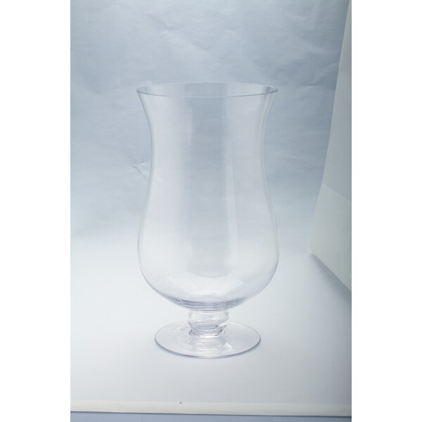 16” Handblown Glass Hurricane Pillar Candle Holder - N/A