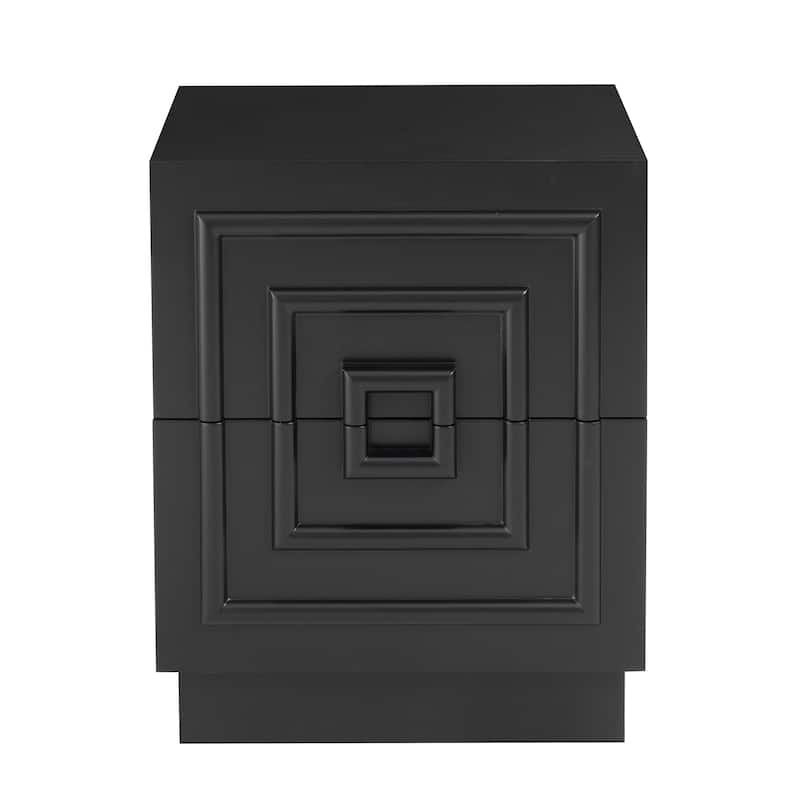 COZAYH Sculptural Mid-Century Modern Dresser & Nightstand with Geometric Square Pattern, Contemporary Chest and Bedside Table