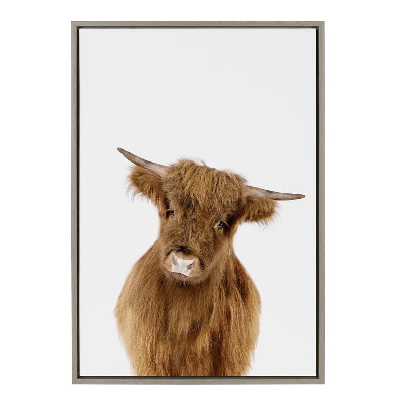 Sylvie Baby Highland Calf Animal Print Framed Canvas by Amy Peterson