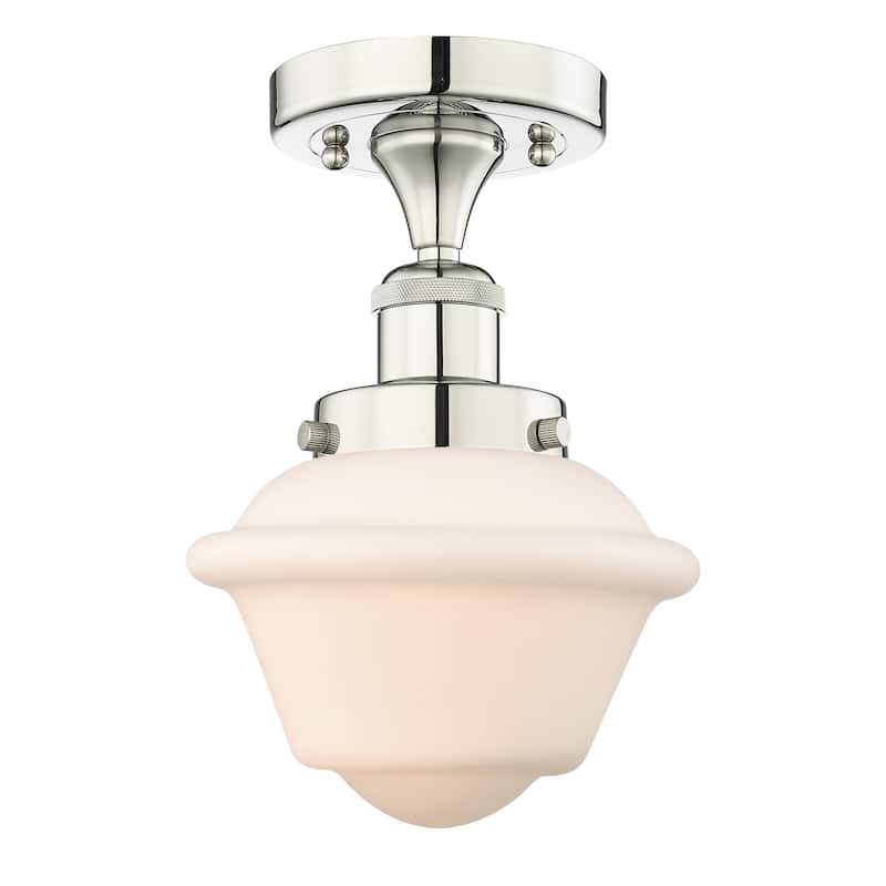 Innovations Lighting Oxford - 1 Light 7" Semi-Flush Mount - Polished Nickel/Matte White