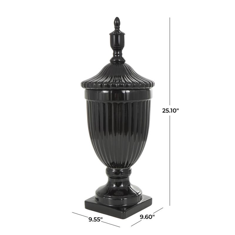 Ceramic Living Room Decorative Jars with Grooves and Lid - Gold, Silver, Black, White - Roche River Decor