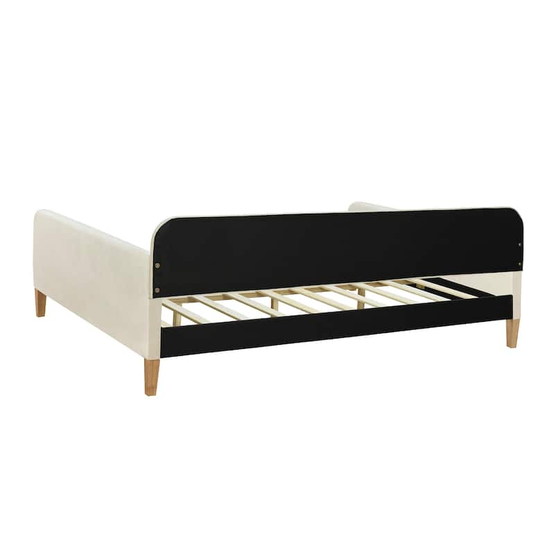 Button Backrest Upholstered Platform Bed Frame, Twin XL Size Daybed with LED Belt and Slats, Pull-out Trundle Bed