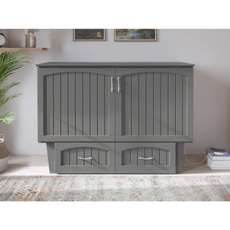 Murphy Bed Chest - Storage Drawer & USB Charger - Space Saving Furniture