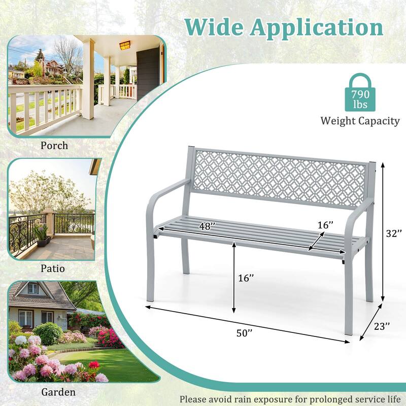 Costway 50" Outdoor Garden Bench with Geometric Lattice Backrest - See Details