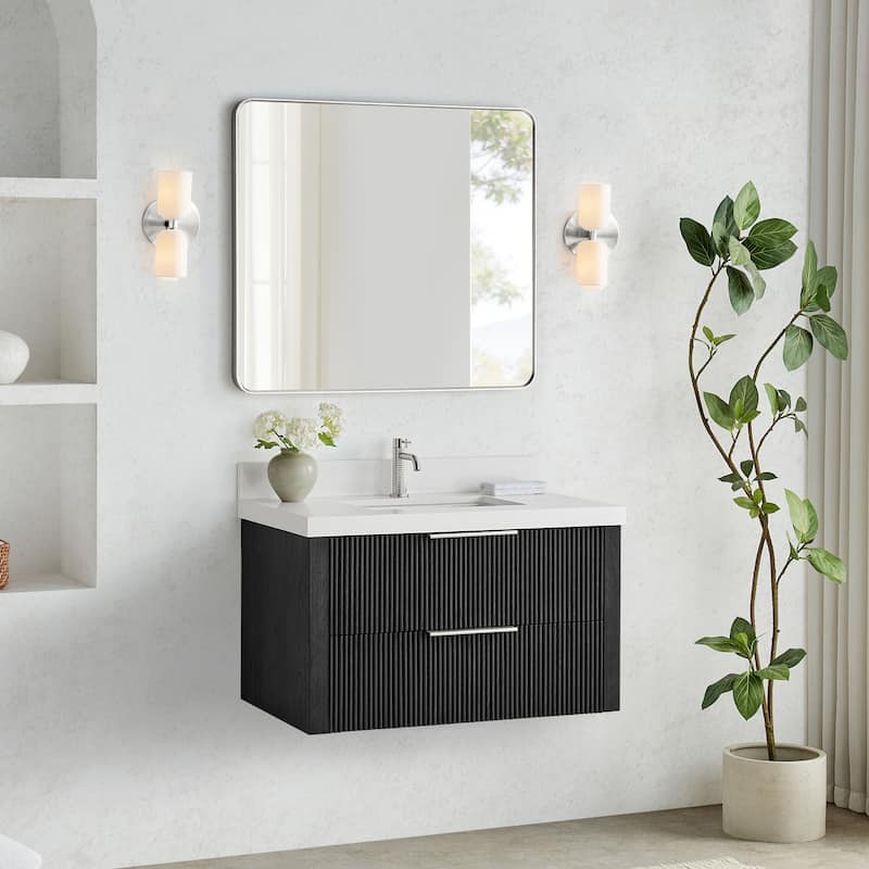 Barcelona Floating Bath Vanity with Quartz Stone Top without Mirror
