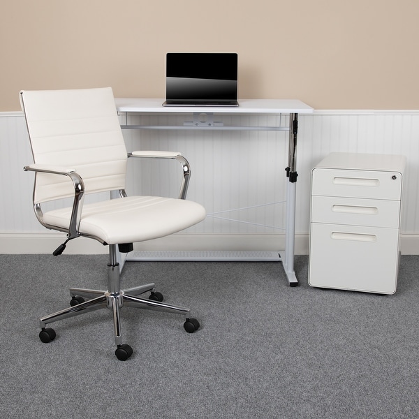 3PC Office Set-Adjustable Desk, LeatherSoft Office Chair, Mobile Filing Cabinet. Opens flyout.
