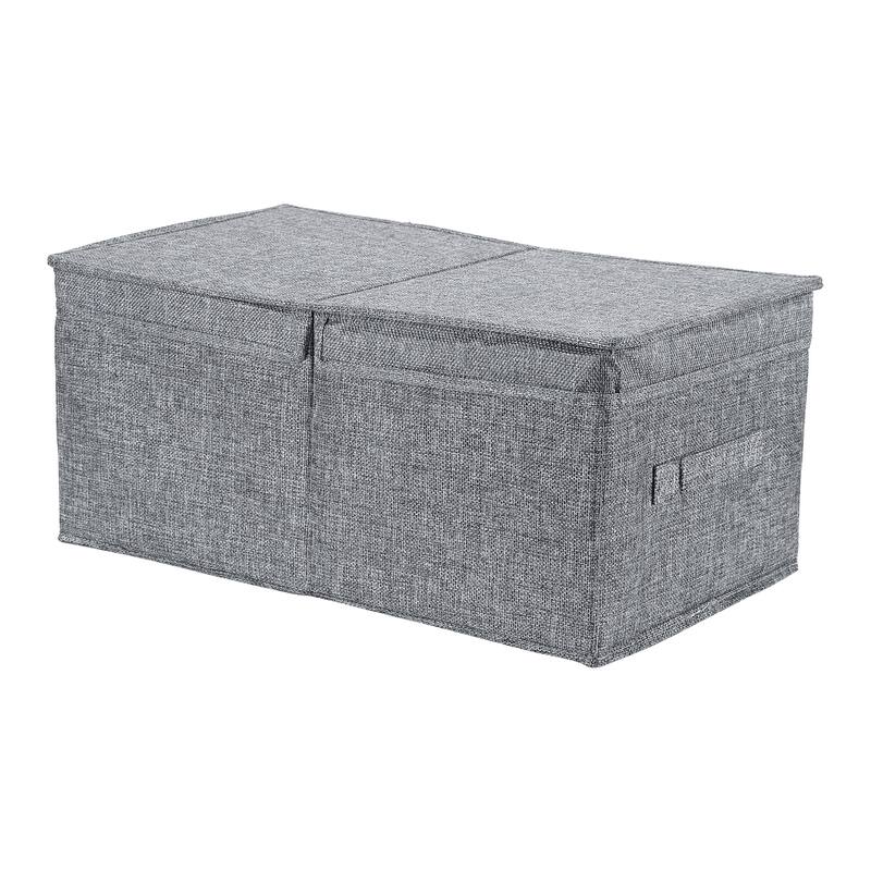 Fabric Storage Bin Cube with Lid and Handle for Shelves Closet, Collapsible Storage Basket for Organizing Clothes Books - Grey - 18.5*11*8in