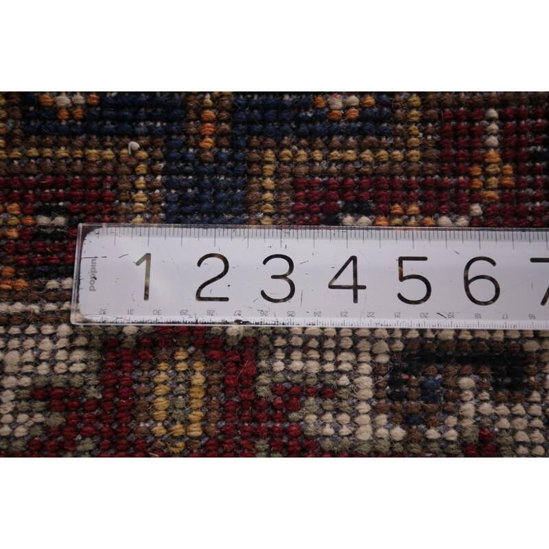 Blue Geometric Kazak Indian Runner Rug Handmade Oriental Wool Carpet - 2'8"x 8'2"