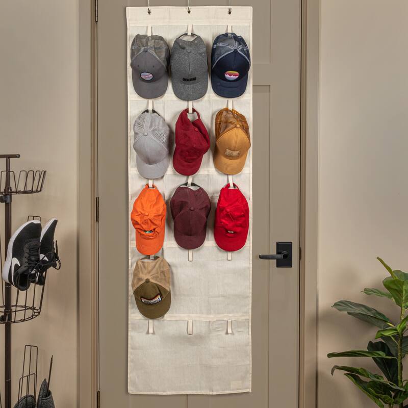 Household Essentials Over the Door Cotton Blend Cap and Hat Organizer - 0.0"L x 22.0"W x 68.0"H