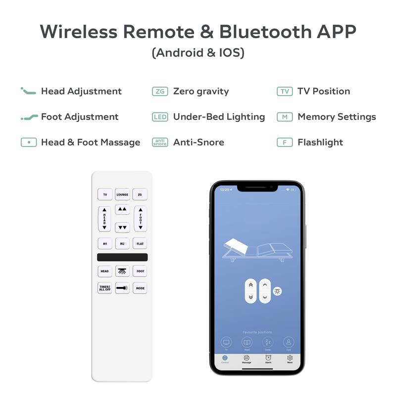 Renanim Adjustable Bed Base with 14inch Hybrid Foam Mattress Bed