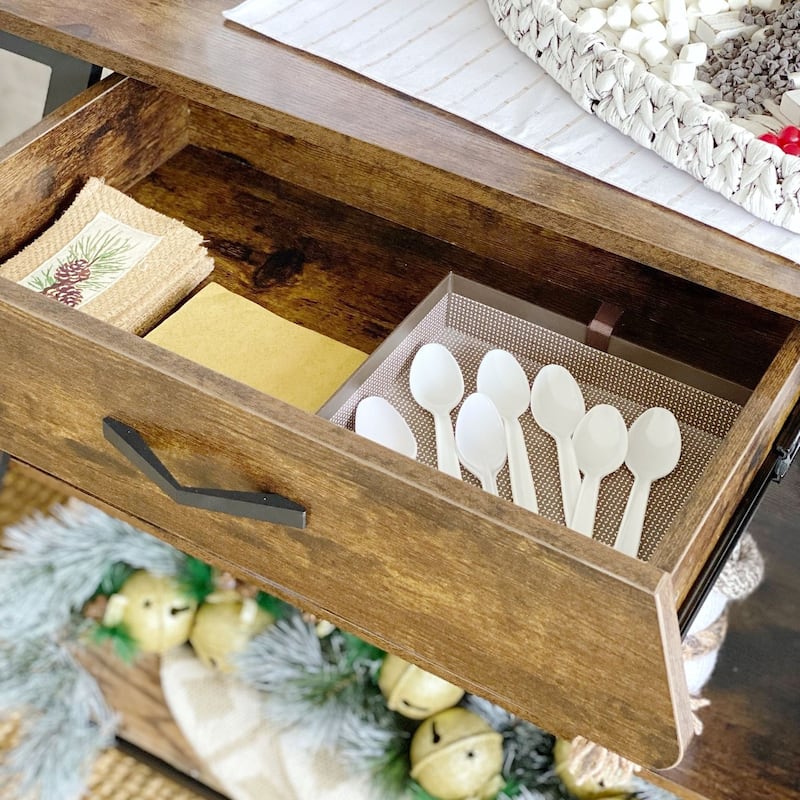 41.7 inch Wide Rolling Kitchen Island with Drawer,Coffee Bar Station with Storage - 41.7 inch
