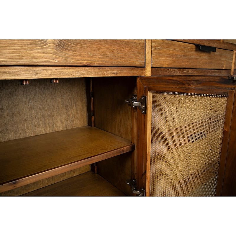 Furniture Classics Pine Cane DeWitt Display Storage Cabinet