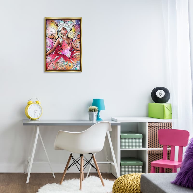 Stupell Pastel Nouveau Fairy Framed Floater Canvas Wall Art Design By Mandie Manzano