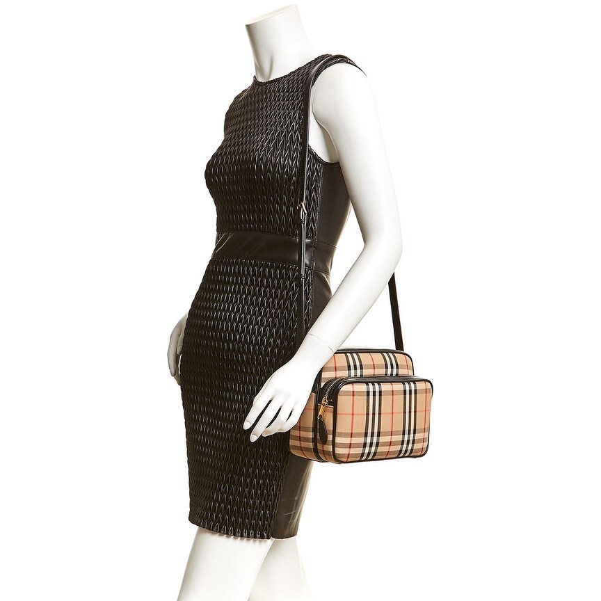 burberry vintage check and leather camera bag