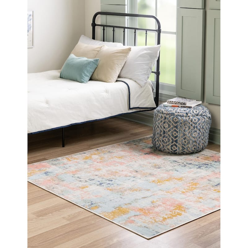 Contemporary Heloise Collection Area Rug - 5' Square - Multi-Light Blue