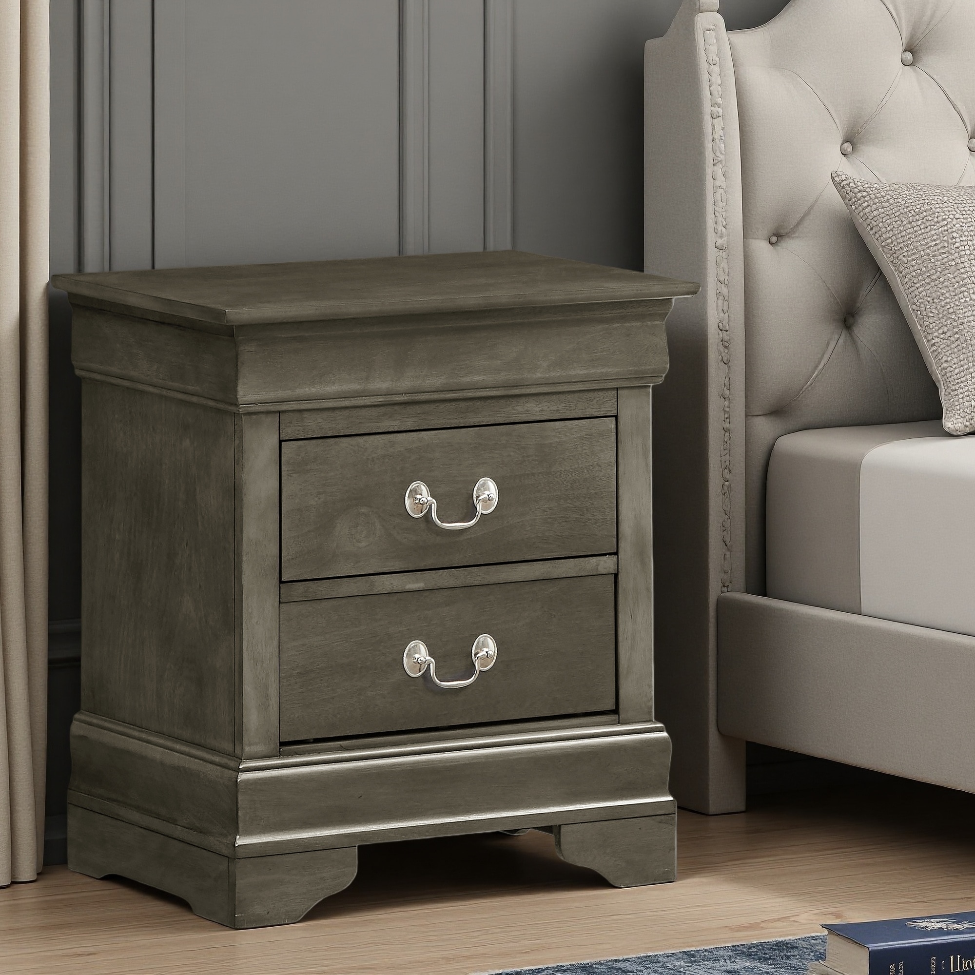 22"L Traditional Nightstand with Sturdy Construction, Elegant Finish and No Assembly Required