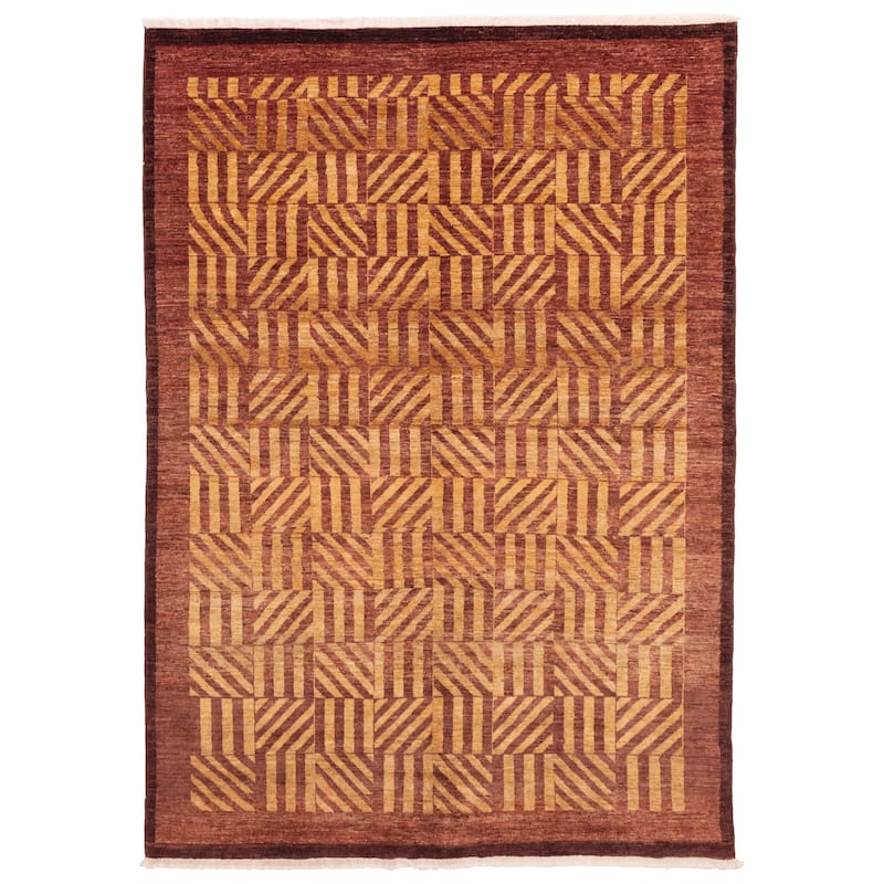 ECARPETGALLERY Hand-knotted Peshawar Ziegler Beige, Dark Copper Wool Rug - 5'10 x 8'4